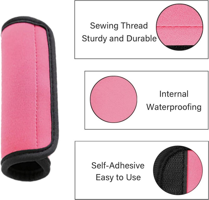 AUXBC Luggage Handle Wraps, Soft Travel Bag Handle Cover, Padded Handle Grip, Suitcase Tags Identifiers for Travel Accessories, Pink, 2pcs - Image 3